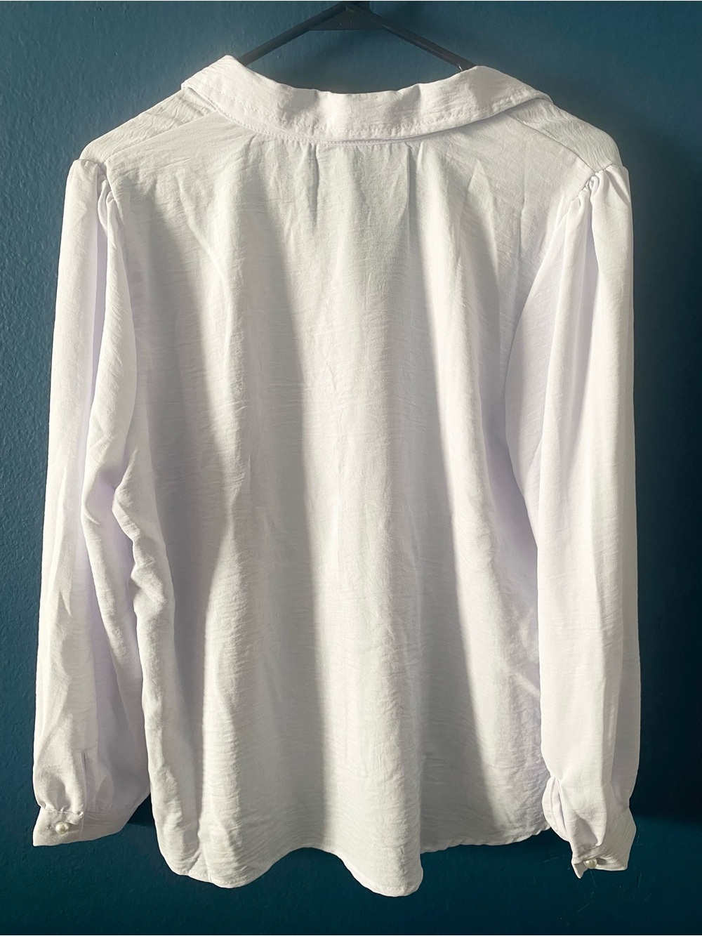 Classic White Blouse with Pearl Button accent - Picture 3 of 3